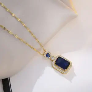 X0004 Blue Gemstone Necklace-3