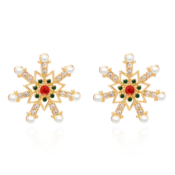oly-dadc4ab7e53fcfd18833c6cebc438c0c Wholesale Christmas Snowflake Earrings Women's Fashion All-match Diamond Pearl Christmas Elements Autumn and Winter Earrings