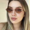 Wholesale Rimless Diamond Sunglasses Letter F Women's High-end Elegant Sunglasses Cross-border European and American Fashion Sunglasses Sun Protection