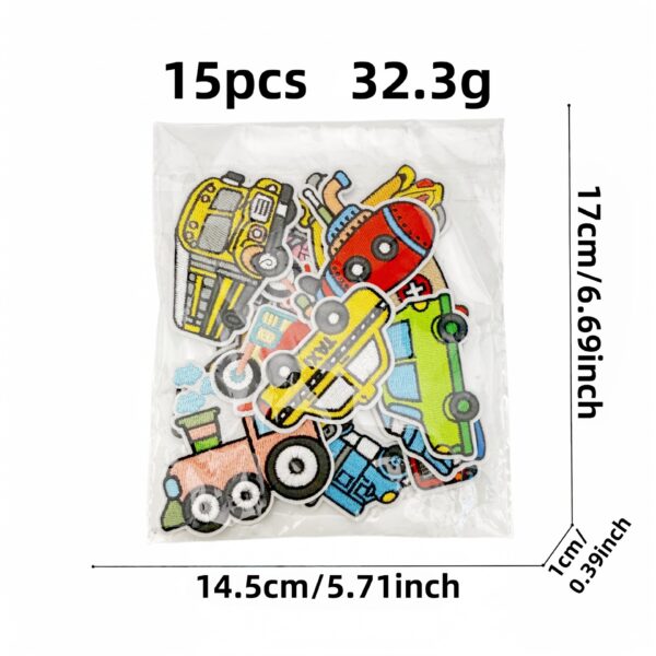 Wholesale New embroidered cloth patches for vehicles, cartoon cars, accessories, in stock, heat-pressed badges, adhesive backing.