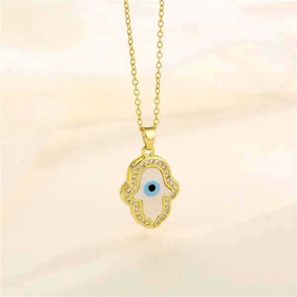 Wholesale Stainless Steel Titanium Steel 18K Gold Plated Fashion Plating Inlay Heart Shape Flower Bow Knot Zircon Pendant Necklace