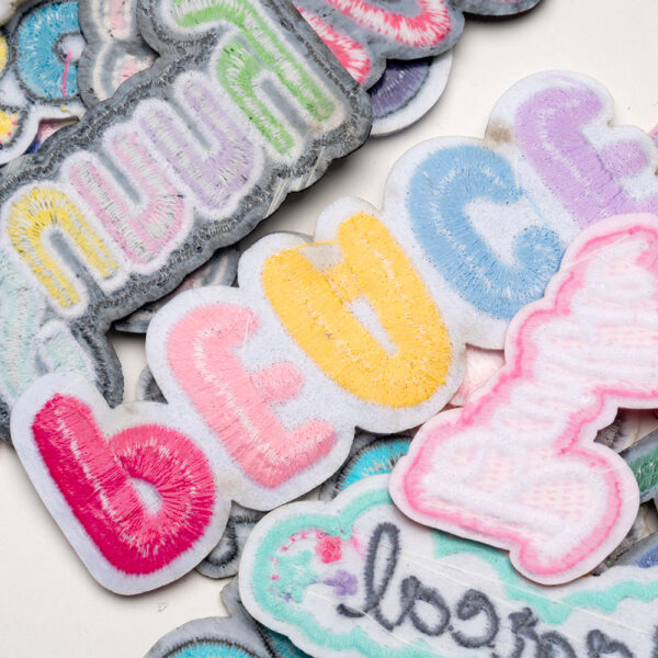 Wholesale Embroidered Cloth Sticker Retro English Graffiti Color Alphabet Computer Embroidered Patch Luggage Clothing Applique Ironing Sticker