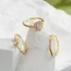 Wholesale Fashion Micro-inlaid Zircon Peach Heart Row Diamond 18k Gold-plated Copper Ring