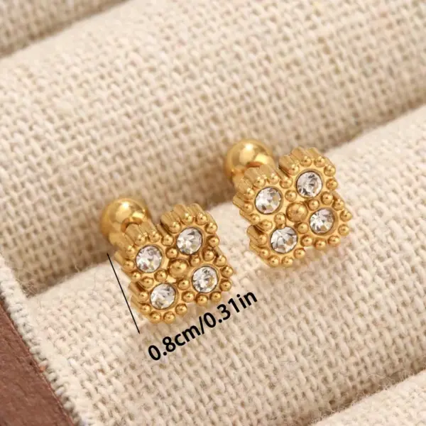 Wholesale Moon Pattern Valentine's Day Stud Earrings For Unisex, 304 Stainless Steel With 18K Real Gold Plated 0.03µm Thickness And Zircon Inlay