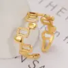 Wholesale PVD Coated 18K Gold Real Gold Plated Geometric 304 Stainless Steel Fashion Simple Style Waterproof Non Tarnish Rings