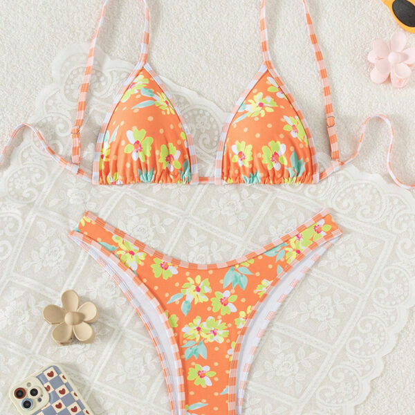Wholesale 2025 New European and American Split Bikini Swimsuit Cross-Border Amazon Floral Sexy Beach Vacation Bikini