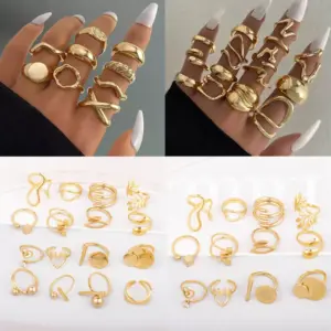 Wholesale 304 Stainless Steel Star Mermaid Snowflake PVD Coated Stone-Free Golden Plated Elegant Cute Romantic Open Rings