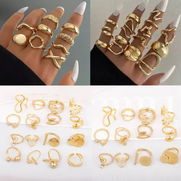 Wholesale 304 Stainless Steel Star Mermaid Snowflake PVD Coated Stone-Free Golden Plated Elegant Cute Romantic Open Rings