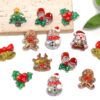 Wholesale christmas diy resin accessories sequins drop glue snowman bell beaded mobile phone chain beads with through hole