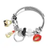 Wholesale Fashion Heart Shape Titanium Steel Inlay Zircon Bangle 1 Piece
