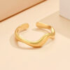 Wholesale Cross-border irregular curved wave plain ring ring women's opening titanium steel adjustable simple ins ring jewelry