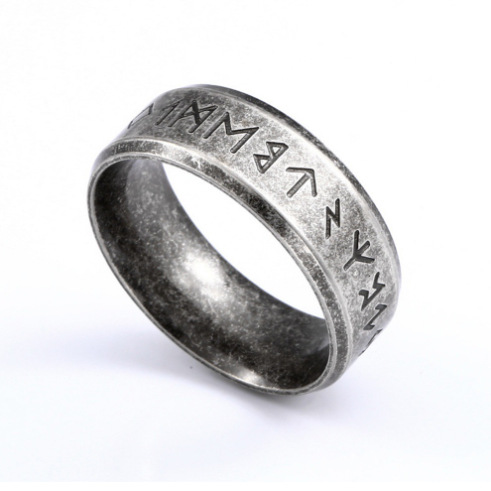 Wholesale temu hot cross-border new vintage viking totem nordic men's personality rune fashion jewelry alloy ring