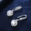Wholesale Fashion Square Inlaid Zircon Copper Drop Earrings Wholesale