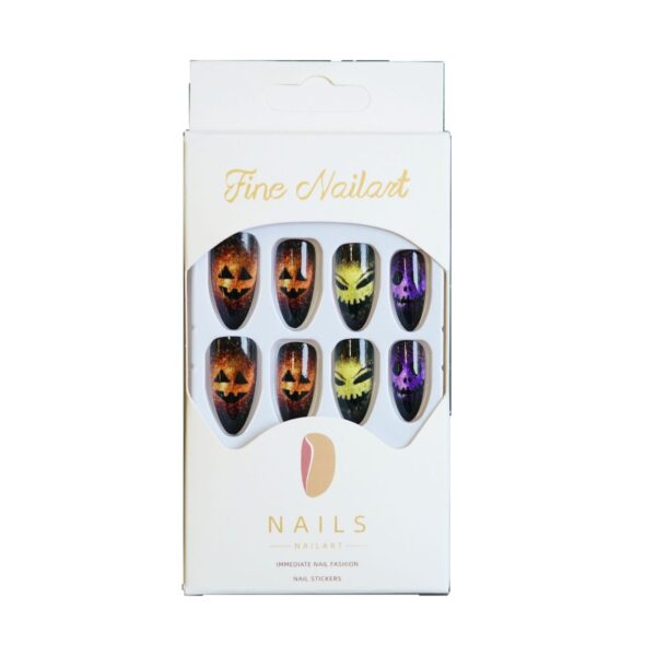 oly-db19edfdbcb4fd4d3f0e10ffc214d2dd Wholesale Halloween colorful cute ghost face almond false nail tips wear nail tips