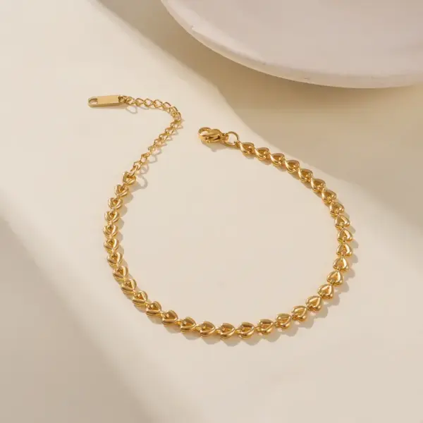 oly-db202360efb73dda320cbfa633e4170b Wholesale Jewelry Elegant Heart Shape Solid Color 304 Stainless Steel Chain Jewelry Set