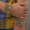 Wholesale Stainless Steel 18K Gold Plated Multi-Layer Beaded Elastic Rope Bracelet Casual Everyday Date Selfie Festival Geometric Heart Shape