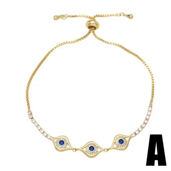 Wholesale Fashion Eye Copper 18k Gold Plated Zircon Bracelets In Bulk