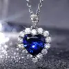 Wholesale Fashion New Inlaid Royal Blue Love-shaped Copper Necklace