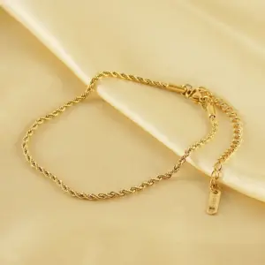 Wholesale 1 Piece Casual Simple Style Solid Color 304 Stainless Steel Plating Titanium Steel PVD Coated PVD Coated 18K Gold Plated Women'S Anklet