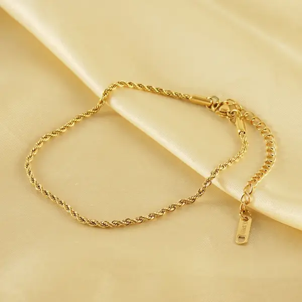 Wholesale 1 Piece Casual Simple Style Solid Color 304 Stainless Steel Plating Titanium Steel PVD Coated PVD Coated 18K Gold Plated Women'S Anklet