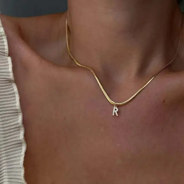 Wholesale Jewelry Fashion Letter Copper Diamond Snake Chain Necklace