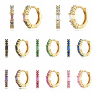 Wholesale Copper Geometric PVD Coated Zircon 18K Real Gold Plated Simple Style Classic Style Earrings