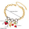 Wholesale European and American Style Fashion Titanium Steel Bracelet Women's Simple Flower Cherry Strawberry Love Pendant Stainless Steel Bracelet