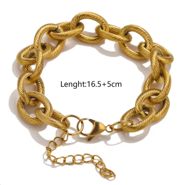 PVD Coated Real Gold Plated Geometric 304 Stainless Steel Punk Simple Style Waterproof Non Tarnish Bracelets Necklace