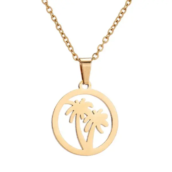 Wholesale Jewelry Fashion Pentagram Coconut Tree Cat 201 Stainless Steel 18K Gold Plated Plating Earrings Necklace