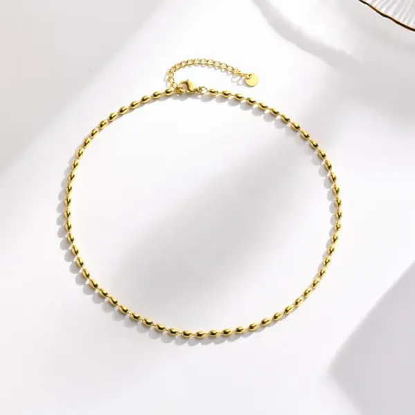 Wholesale PVD Coated Real Gold Plated Solid Color 201 Stainless Steel IG Style Simple Style Waterproof Non Tarnish 201 Stainless Steel Necklace