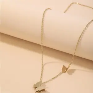 Wholesale Cute Two Butterfly Titanium Steel Necklace