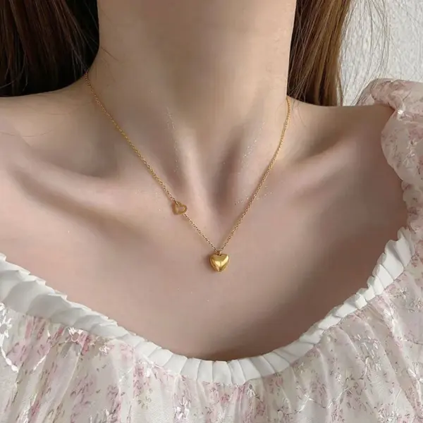 oly-db3e477de6cc1ce744c244a8ef502972 Wholesale Jewelry Lady Heart Shape 304 Stainless Steel Plating Pendant Necklace Cable Chain