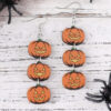 Wholesale Halloween Gothic style splicing triple wooden double-sided funny earrings