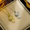 Wholesale PVD Coated Real Gold Plated Cat Stainless Steel Titanium Steel Cute Shiny Waterproof Non Tarnish Stainless Steel Pendant Necklace