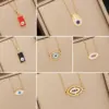 Wholesale 1 Piece Fashion Devil's Eye Stainless Steel Enamel Hollow Out Inlay Zircon Pendant Necklace
