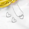 304 Stainless Steel Heart Shape Ion Plating (IP) Stone-Free 18K Gold Plated Cute Simple Style Roman Style Waterproof Non Tarnish Snake Chain Earrings Necklace