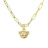 Wholesale Ig Style Cute Little Bear Copper Gold Plated Zircon Pendant Necklace In Bulk