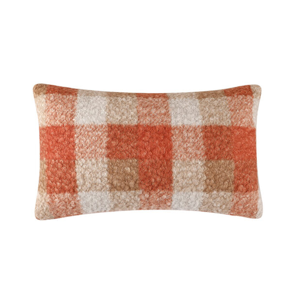 oly-db43eb41b80f06781b0aaa787bb22993 Wholesale Warm orange and brown plaid gradient wool pillow cushion cover