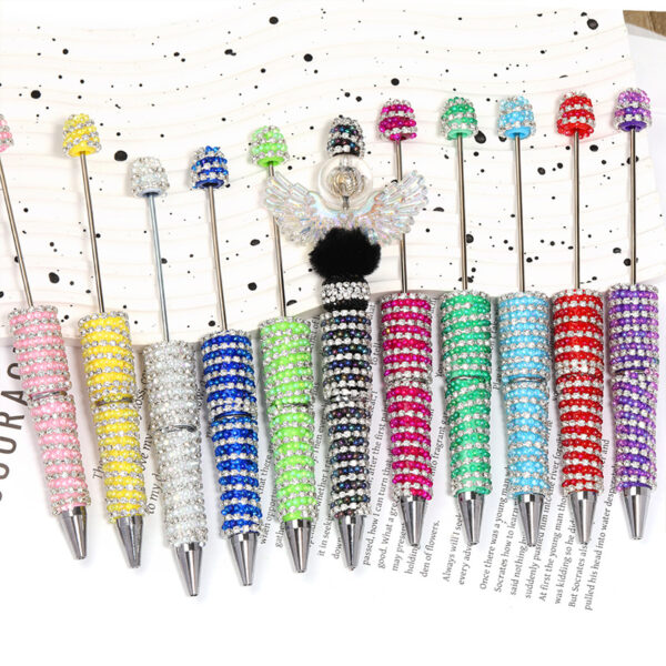 Wholesale New striped chain full of rhinestone bubble beads rotating Beadable pen DIY