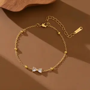 S073-Diamond Bow-Bracelet- Gold