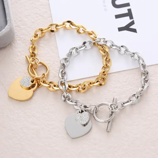 Wholesale Streetwear Heart Shape Stainless Steel Plating Bracelets