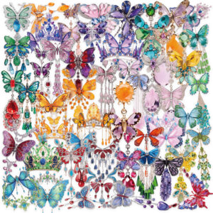 Wholesale 50 Sheets of Transparent Ins Butterfly Jewelry Stickers Waterproof Transparent Pet Handbook Material Decoration Guitar Cross-Border