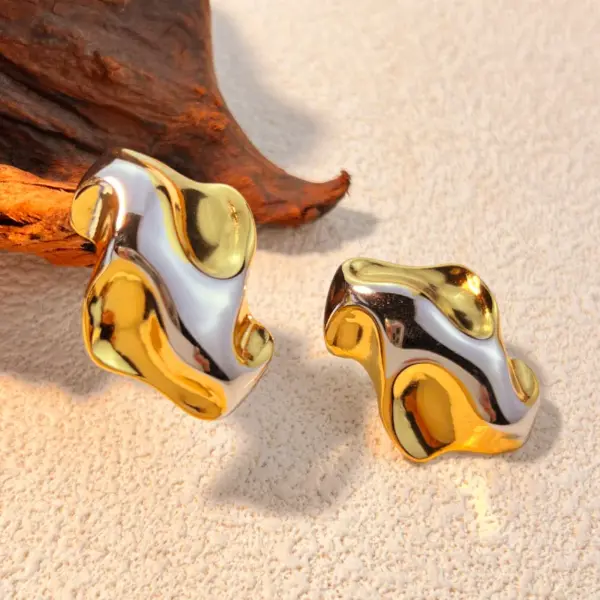 Wholesale PVD Coated Real Gold Plated 18K Gold Color Block 304 Stainless Steel Elegant Classic Style Waterproof Non Tarnish Ear Studs
