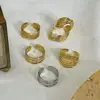 Wholesale PVD Coated 18K Gold Real Gold Plated Solid Color 304 Stainless Steel Casual Waterproof Non Tarnish Open Ring