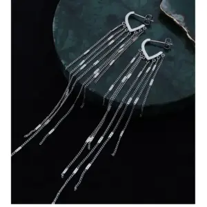 F547-Steel Tassel Earrings