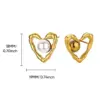 PVD Coated Real Gold Plated Geometric Star Heart Shape 304 Stainless Steel Imitation Pearl Retro Sweet Waterproof Non Tarnish Ear Studs