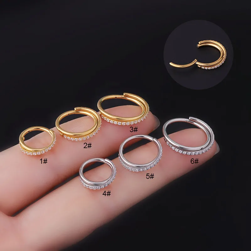 Wholesale 316L Stainless Steel Nose Rings & Studs Geometric Circle Waterproof Non Tarnish Surgical Steel