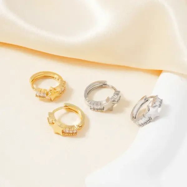 Wholesale 1 Pair Shiny Heart Shape Plating Copper Zircon K Gold Plated Rhodium Plated Earrings