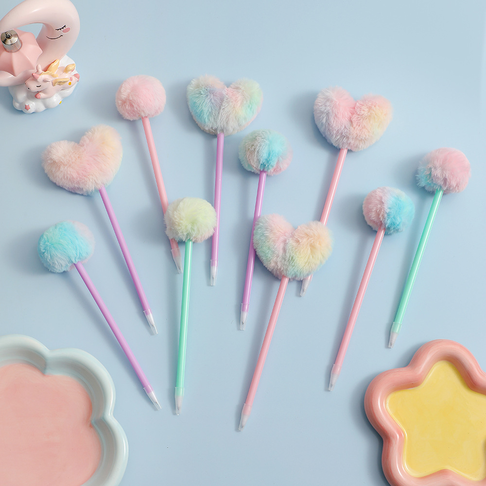 Wholesale Tie-dye heart plush journal pen ballint pen