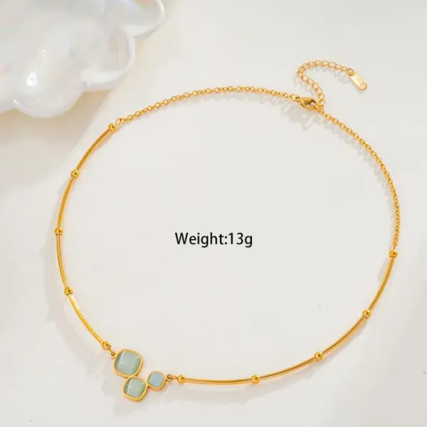 Wholesale PVD Coated Square 304 Stainless Steel Glam Romantic Waterproof Non Tarnish Bracelets Necklace